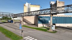Alltech Fennoaqua -rehutehtaan rakennuksia tien takana.