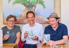 From left to right: Writer Franzobel, PEZ Managing Director Bernhard Rehrl and Artist JF Krichbaum with PEZ Arts Artwork Cohorts