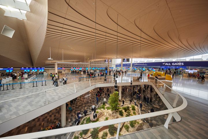 Photo: Helsinki Airport's Departures hall.