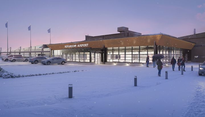 Havainnekuva Rovaniemen lentoaseman laajennuksesta.