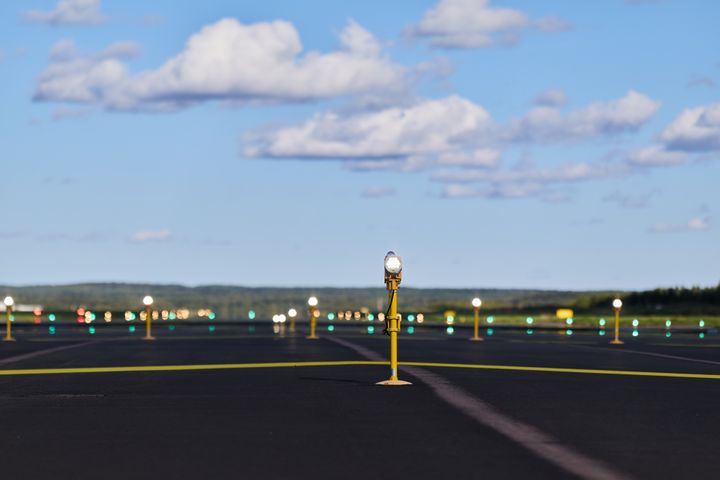The approach lighting system at Tampere-Pirkkala Airport.