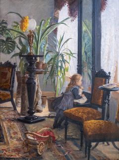 Elin Danielson-Gambogi: Unelmia peilin ääressä / Dagdrömmar vid spegeln / Daydreamsby the Mirror, 1890. Öljy kankaalle / olja på duk / oil on canvas, 83 × 62 cm. Andersudde, Anders Wiklöfin kokoelma / Anders Wiklöfs samling / Anders Wiklöf Collection