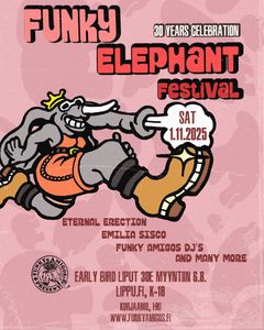 Funky Elephant on vuodesta 1994 lähtien tuonut Suomeen mustan rytmimusiikin parhaimmistoa: funkia, soulia, afrobeatia, reggaeta ja hip hopia. Festivaali on tarjonnut lavan sekä kansainvälisille tähdille että kotimaisille uranuurtajille.