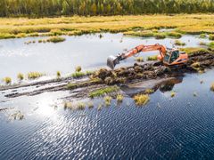 Korpinurmen kosteikkotyömaa vuonna 2021. Kuvaajatietoihin Petri Jauhiainen / Suomen riistakeskus.