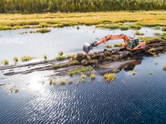 Korpinurmi våtmark under arbete 2021. Fotograf Petri Jauhiainen / Finlands viltcentral.