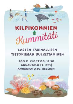 Tarinallisen tietokirjan Kilpikonnien kummitäti julkistamistilaisuus järjestetään Annantalolla, Helsingissä 5.11.2026 klo 17:00–18:30. Tervetuloa!