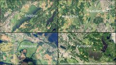 Satellite image: Enajärvi, Rusutjärvi, Tuusulanjärvi, Kirkkojärvi, Kymijärvi