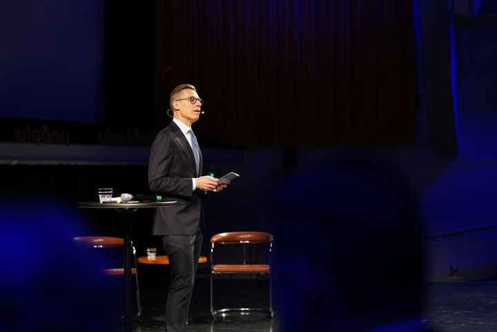 Presidenttiehdokas Alexander Stubb puhui kampanjansa avaustilaisuudessa Helsingissä 14.11.2023