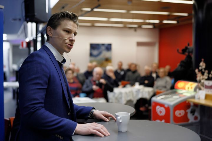 Puolustusministeri ja kokoomuksen varapuheenjohtaja Antti Häkkänen Joensuussa lauantaina.