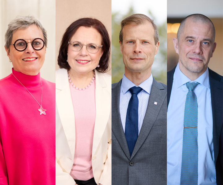 Sosiaali- ja terveysvaliokunnan kokoomusedustajat Maaret Castrén, Mia Laiho, Oskari Valtola ja Ville Väyrynen