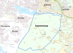 Saarenmaan osayleiskaavan suunnittelualueen rajaus.