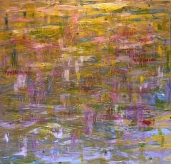 Hanna Rissanen: Päivän matka, 2024. Akryyli ja kaiverrus puulle, 120 x 123 cm.