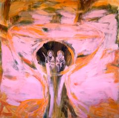 Emmi Tavela: Lähde jonka vesi ei ehdy VII,( tempera kankaalle, 150×150 cm, 2025)
