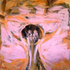 Emmi Tavela: Lähde jonka vesi ei ehdy VII, 2025. Tempera kankaalle, 150 x 150 cm