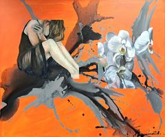 Vilmalotta Olivia Schafhauser, Tässä ja nyt, 2025, 100x120 cm, akryyli ja öljy kankaalle