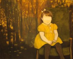 Anne Hakala, Pimenevä metsä, 80 x 100 cm, temperamaalaus kankaalle, 2014