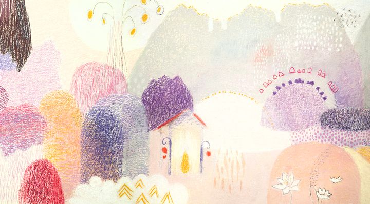 Marianne Laiti: Lumous, kuivapastelli, muste, 2026. Yksityiskohta teoksesta.