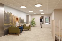 Havainnekuva Attendolle Kuopioon rakenteilla olevan palvelukodin aulasta