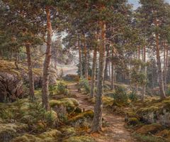 Berndt Lindholm (1841–1914), Metsänsisusta, 1898, öljy kankaalle, Sampo Group. Kuva: Rauno Träskelin / Sampo Group.