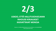 Teksti: 2/3 päättäjävastaajista uskoo, että hallitusohjelman inhouse-kirjaukset kasvattavat menoja.