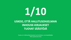 Joka kymmenes päättäjävastaaja uskoo, että hallitusohjelman inhouse-kirjaukset tuovat veronmaksajille säästöjä.