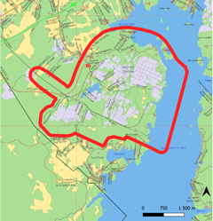 Kilpilahden ilotulituskieltoalueen rajat