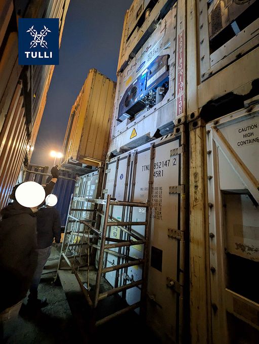 En sjöcontainer i vars kylutrymme kokainet var gömt.