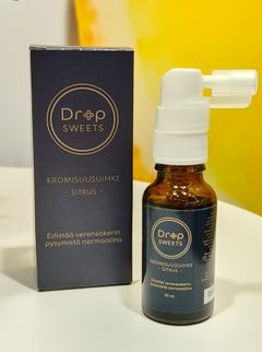 DropSweets-kromisuusuihke myyntipakkauksessaan.