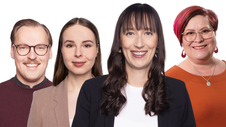 Kuvassa vasemmalta: Niilo Toivonen, Elisa Gebhard, Eveliina Heinäluoma ja Jenni Hjelt.