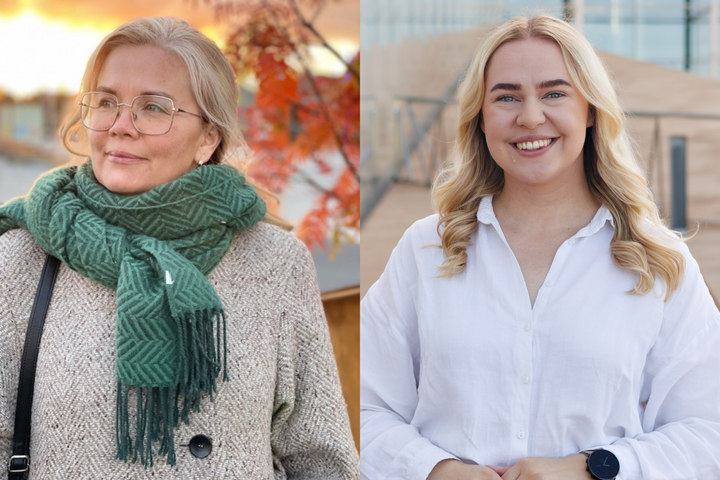 Eduskuntavaaliehdokkaat Ruth Palola ja Julia Väänänen (kuvassa vasemmalta oikealle).
