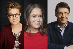 Kalajärven kirjailijailloissa esiintyvät kirjailijat vasemmalta: Sirpa Kähkönen, Satu Rämö ja Markus Nummi.