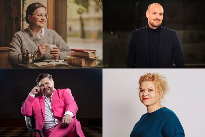 Kuvassa vasemmalla ylhäällä Anna-Riikka Carlson, oikealla ylhäällä Max Seeck, vasemmalla alhaalla Janne Kataja ja oikealla alhaalla Elli Salo.