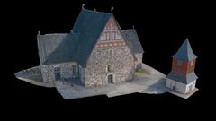 3D-modellen av Esbo domkyrka utifrån.
