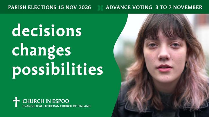 The photo shows a young person looking forward, the text reads decisions changes opportunities.