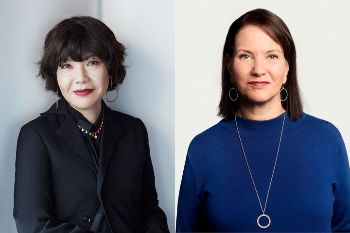 Vuoden 2027 Helsinki Biennaalin pääkuraattorit ovat Mami Kataoka (vas.) ja Arja Miller (oik.). Kuvat: Ito Akinori (Mami Kataoka) ja Joni Luomanen (Arja Miller).