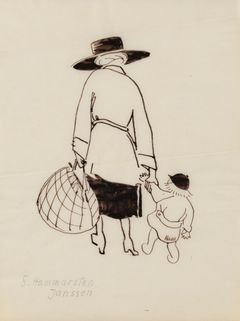 Signe Hammarsten Jansson: Omakuva Toven kanssa, 1917. Yksityiskokoelma. © Tove Janssonin kuolinpesä. Kuva: HAM / Maija Toivanen.