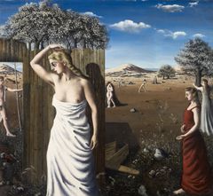 Paul Delvaux, Kesä, 1938. Öljy kankaalle, 110 x 120 cm. Sara Hildénin Säätiö. Kuva: Jussi Koivunen