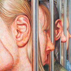 Johanna Saikkonen, Looking Out 2025–26. Öljy kankaalle, 156 x 152 cm.