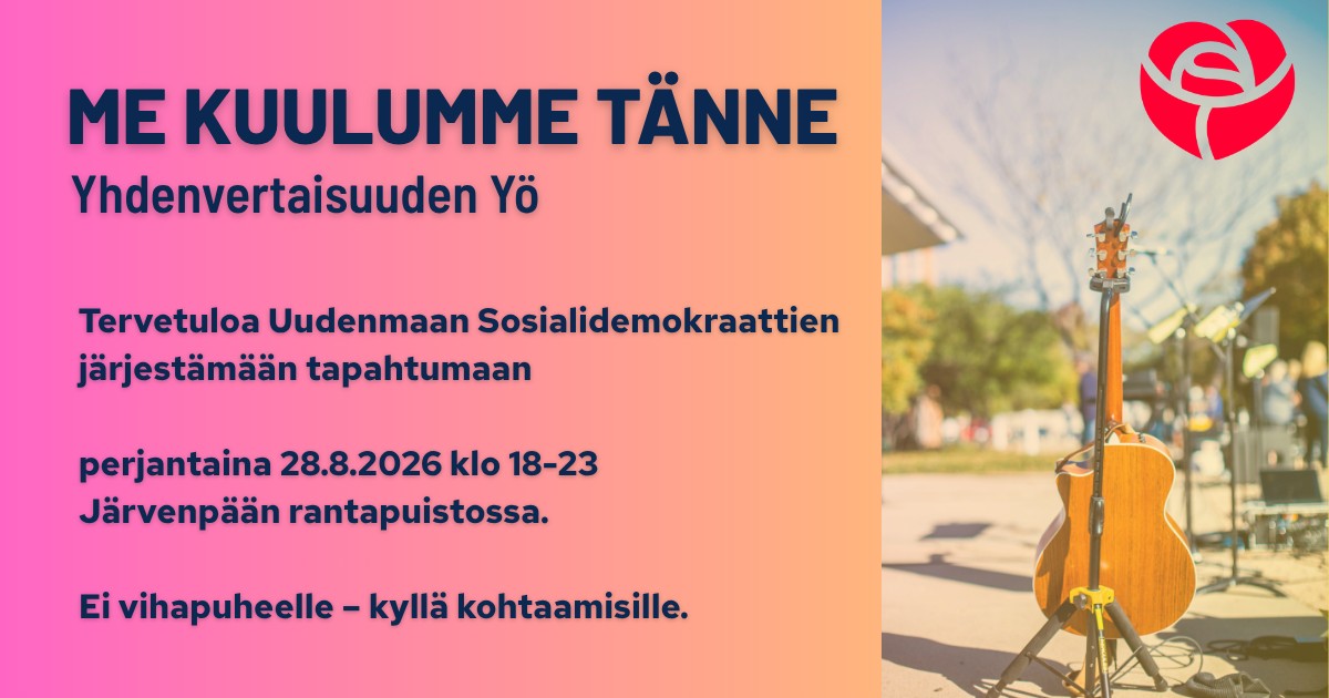 Yhdenvertaisuuden Yö kokoaa vaikuttajia Järvenpäähän elokuussa