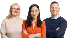 Kuvassa vasemmalta alkaen Krista Lomas, Reija Friman ja Sami Petteri Nieminen.