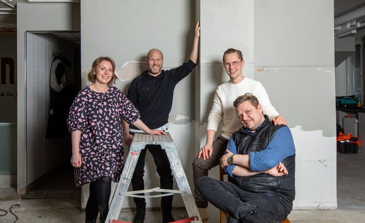 Ravintoloitsijat Teemu Aura, Riku Stenros, Maiju Åstedt ja Janne Ahola.