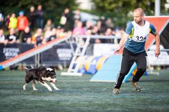 Pasi Kangas ja bordercollie Gee agilityradalla.