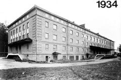 Hankkijan rehusekoittamo Helsingin Malmilla 1934. Rakennus on edelleen olemassa.