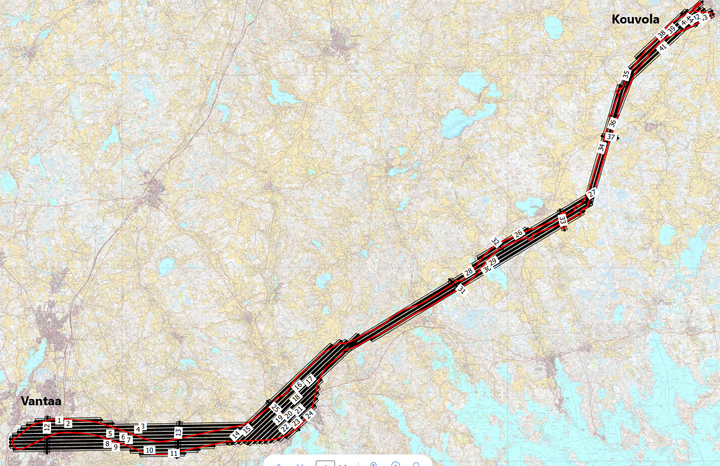 Karttakuva%20lentosuunnitelmasta%20Vantaan%20ja%20Kouvolan%20v%E4lill%E4.