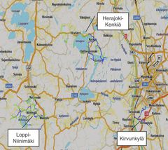 Hyvinkään ja Lopen hankealue karttakuva