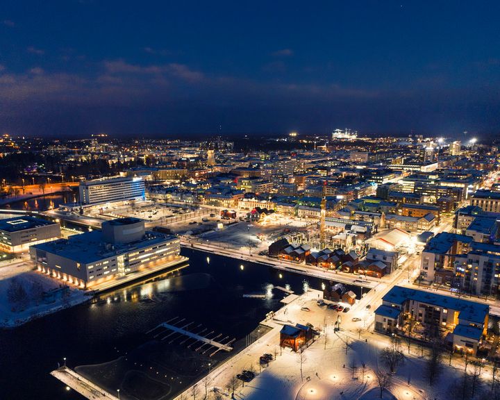 Aerial view of Oulu City Centre.