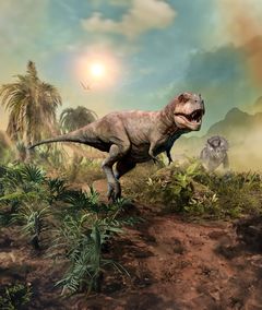 Korkeasaaressa voi kohdata myös liitukauden dinosauruksia, kuten tyrannosauruksen ja triceratopsin.