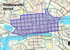 Karta över området Nystad i Uusikaupunki.