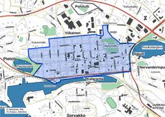 Karta över begränsningsområdet i Nystad