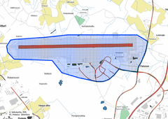 Karta över Turku flygplatsens begränsade område.